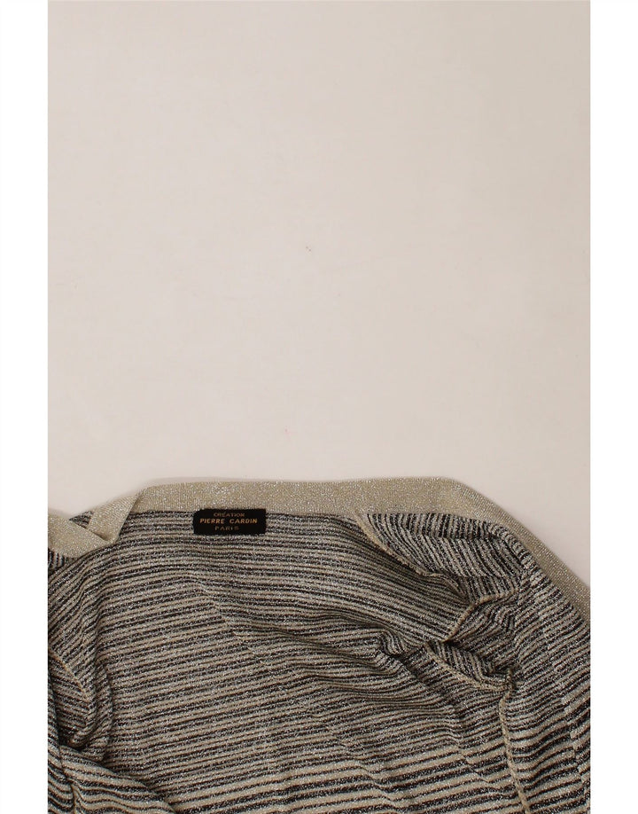 PIERRE CARDIN Womens Paris Open Cardigan Sweater IT 46 Large Grey Striped Vintage Pierre Cardin and Second-Hand Pierre Cardin from Messina Hembry 