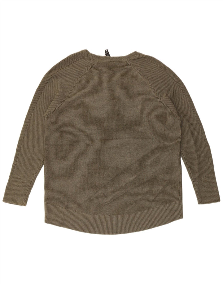 ATHLETA Maglione da donna con scollo a V UK 14 Poliestere kaki medio