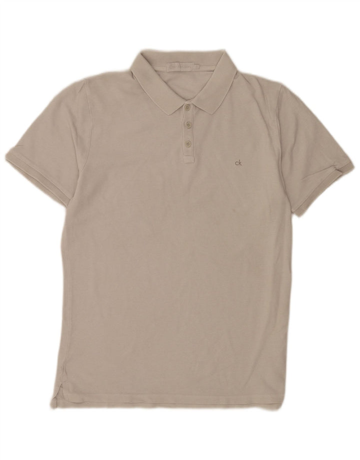 Polo da uomo Calvin Klein Jeans grande in cotone grigio