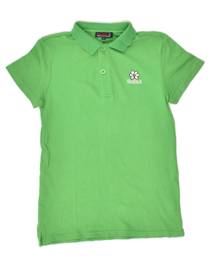 GURU Boys Polo Shirt 11-12 Years Green Cotton Vintage Guru and Second-Hand Guru from Messina Hembry 