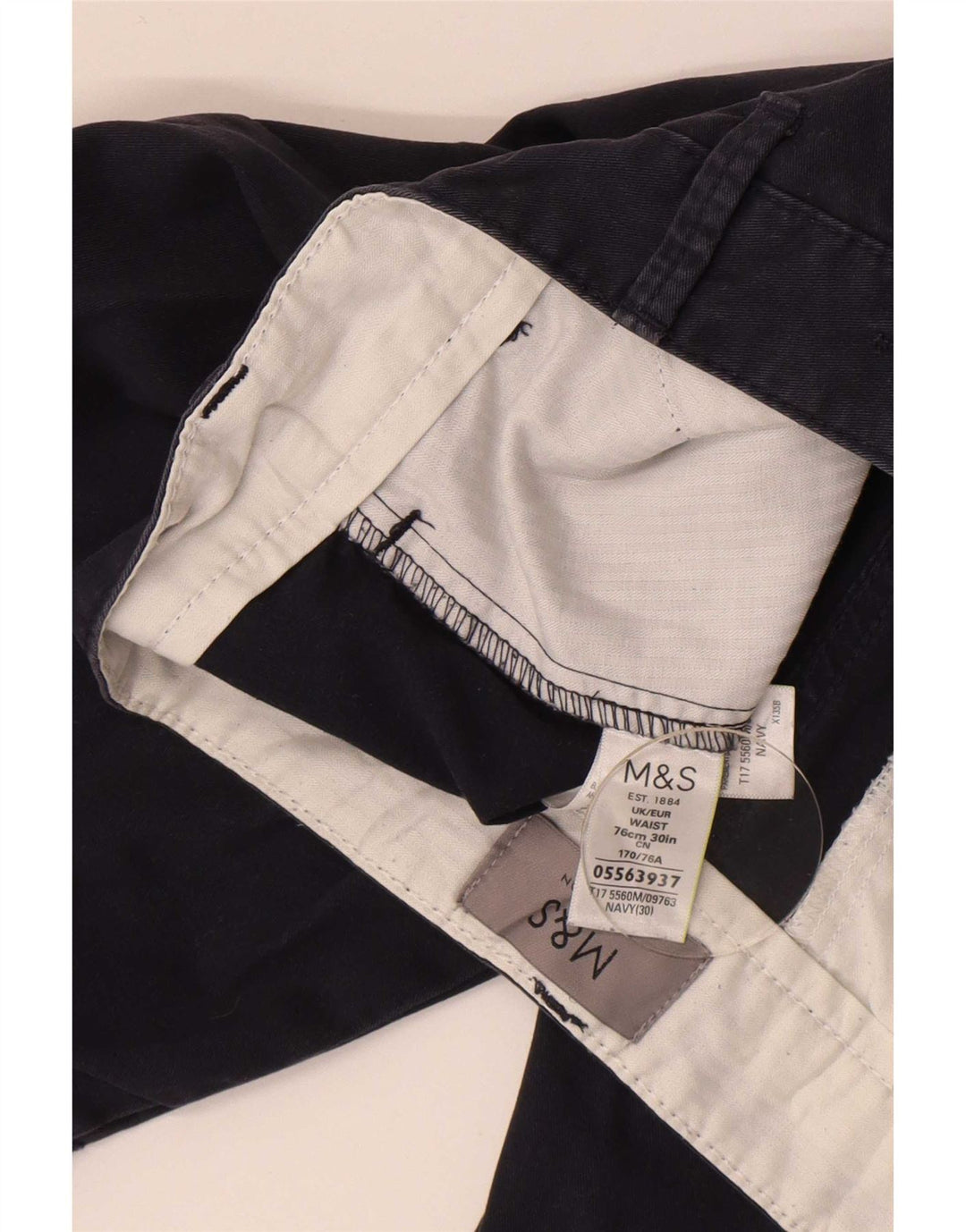 Pantaloncini chino da uomo Marks & Spencer W30 cotone blu navy medio
