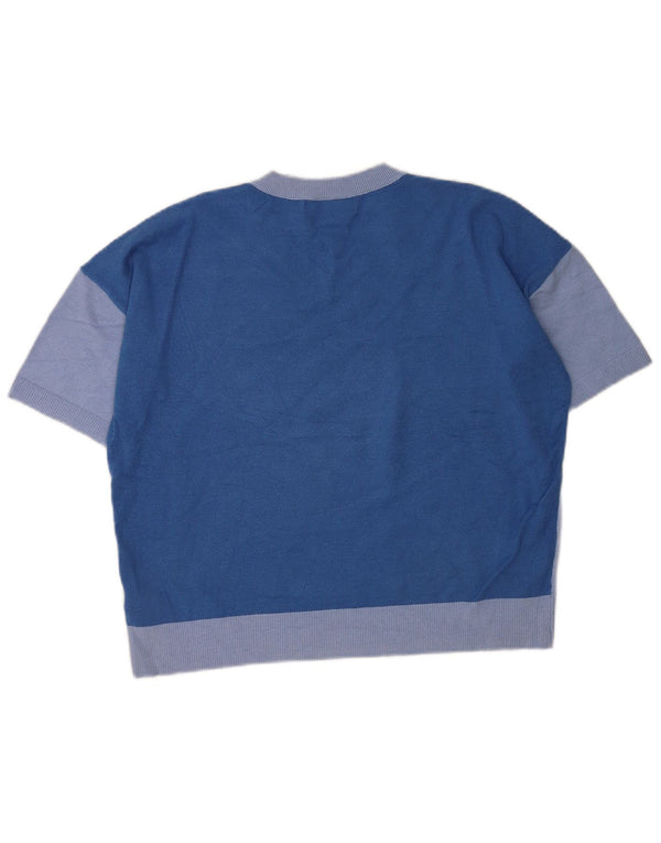 Maglione da donna Marks & Spencer a maniche corte con scollo a V UK 10 piccolo blu