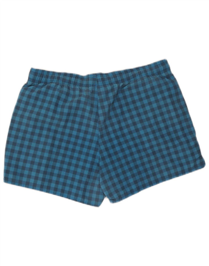 Pantaloncini da bagno Adidas da uomo in poliestere a quadretti blu medio