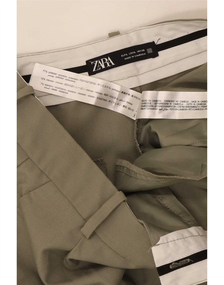 Pantaloni da abito a gamba larga da donna Zara Large W30 L32 poliestere verde