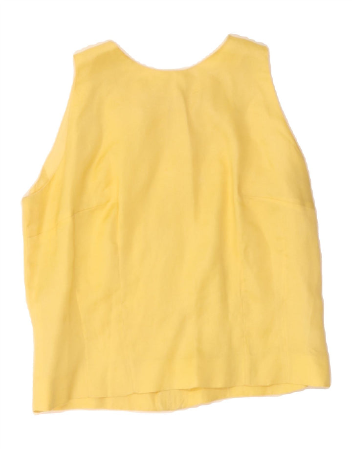 VINTAGE Womens Crop Sleeveless Blouse Top UK 12 Medium Yellow Vintage Vintage and Second-Hand Vintage from Messina Hembry 