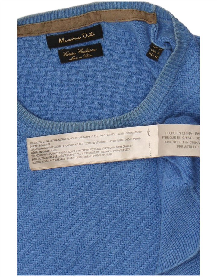 Maglione maglione girocollo da uomo Massimo Dutti XL in cotone blu
