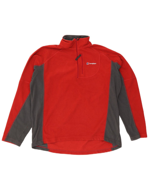Maglione in pile da uomo Berghaus con zip e collo XL in poliestere color block rosso
