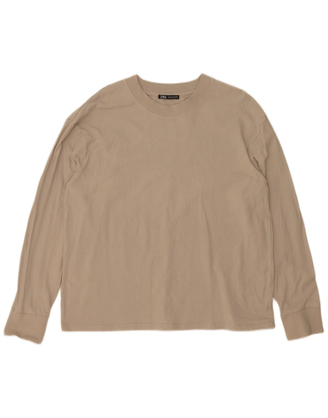 Top Zara da donna oversize a maniche lunghe UK 10 piccolo beige