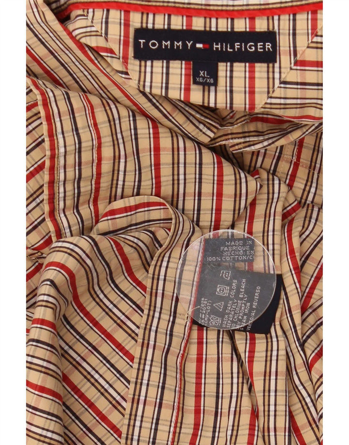Camicia da uomo Tommy Hilfiger XL in cotone a quadri beige