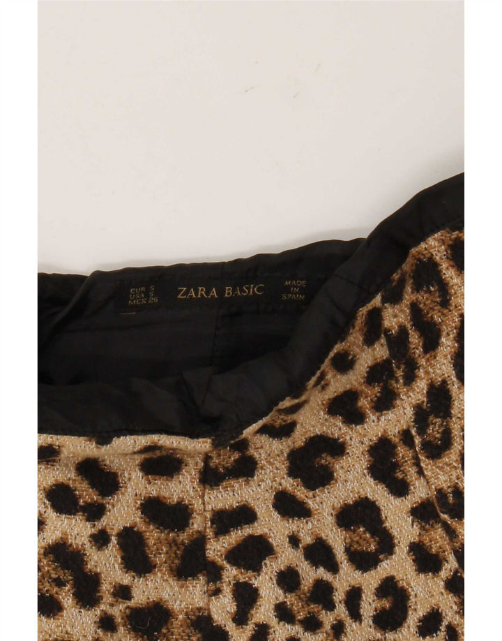 Minigonna Zara da donna piccola W26 marrone con stampa animalier