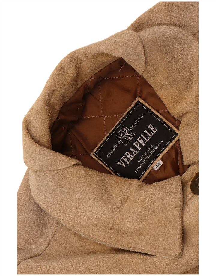 Giacca vintage in pelle scamosciata da donna IT 44 in pelle beige media
