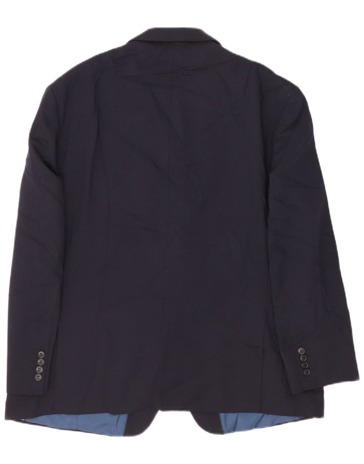 Giacca blazer a 2 bottoni da uomo Marks & Spencer UK 46 3XL Lana blu navy