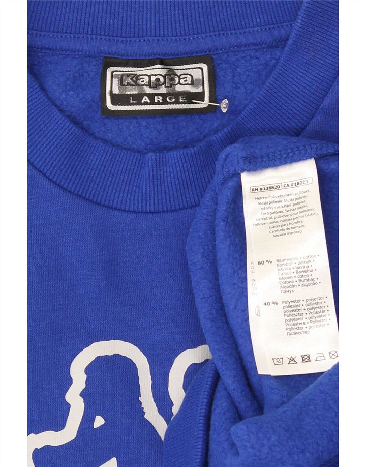 Felpa grafica da uomo Kappa Maglione grande in cotone blu