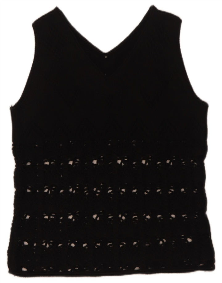 Canottiera vintage da donna UK 12 media nera