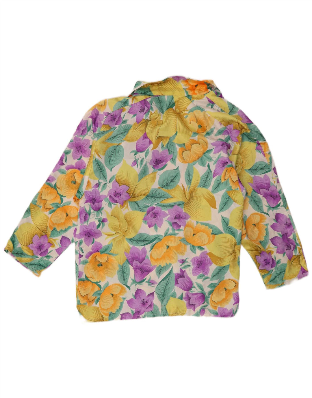 Camicetta camicia vintage da donna UK 14 Viscosa floreale multicolore media