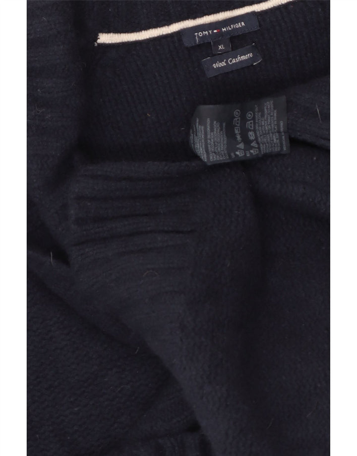 TOMMY HILFIGER Maglione da donna con collo a scialle UK 18 XL Lana blu navy
