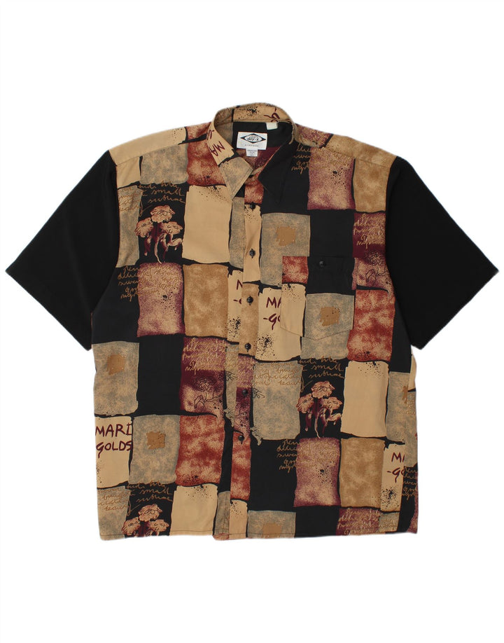 Camicia a maniche corte da uomo DAY-X taglia 15 1/2 poliestere patchwork beige medio