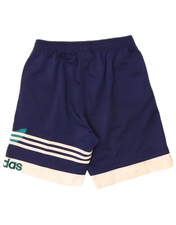 Adidas Pantaloncini sportivi grafici da uomo piccoli in poliestere color block blu navy