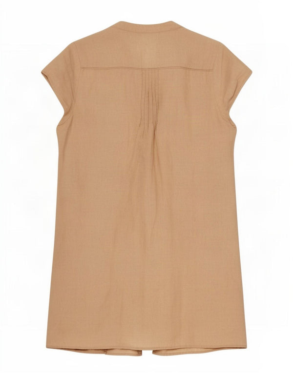 Abito chemisier a maniche corte da donna Laura Ashley UK 14 Lino beige grande