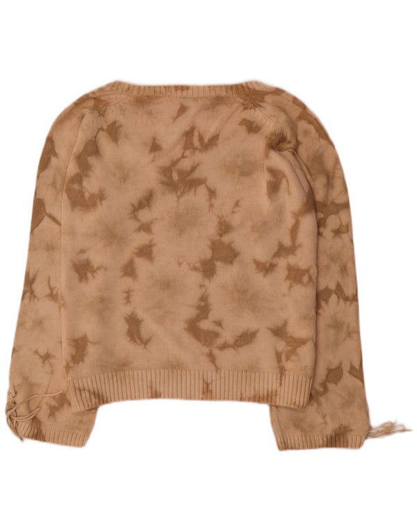 Maglione con scollo a V grafico da donna Marks & Spencer UK 20 2XL Cotone beige