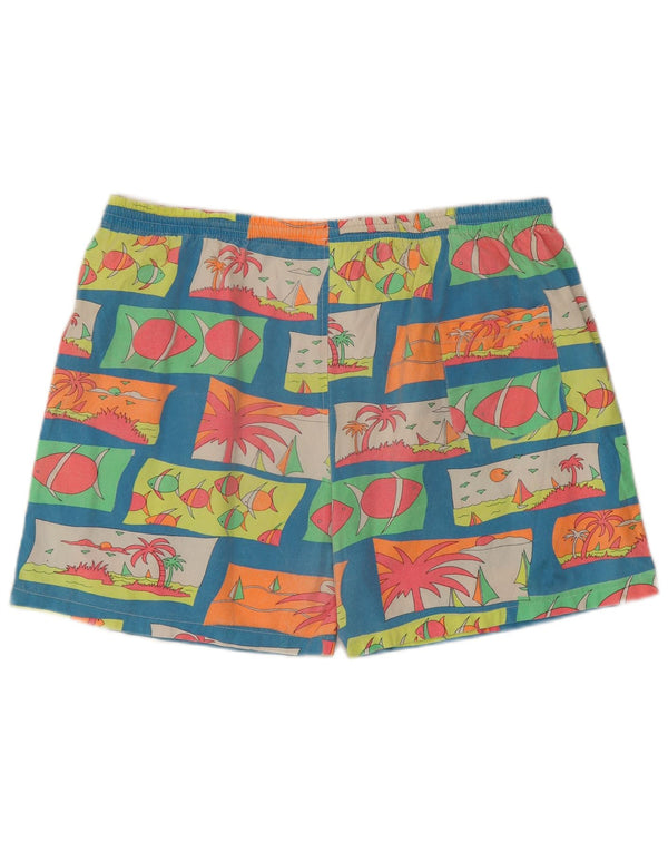 Pantaloncini da bagno vintage da uomo con motivo astratto medio multicolore