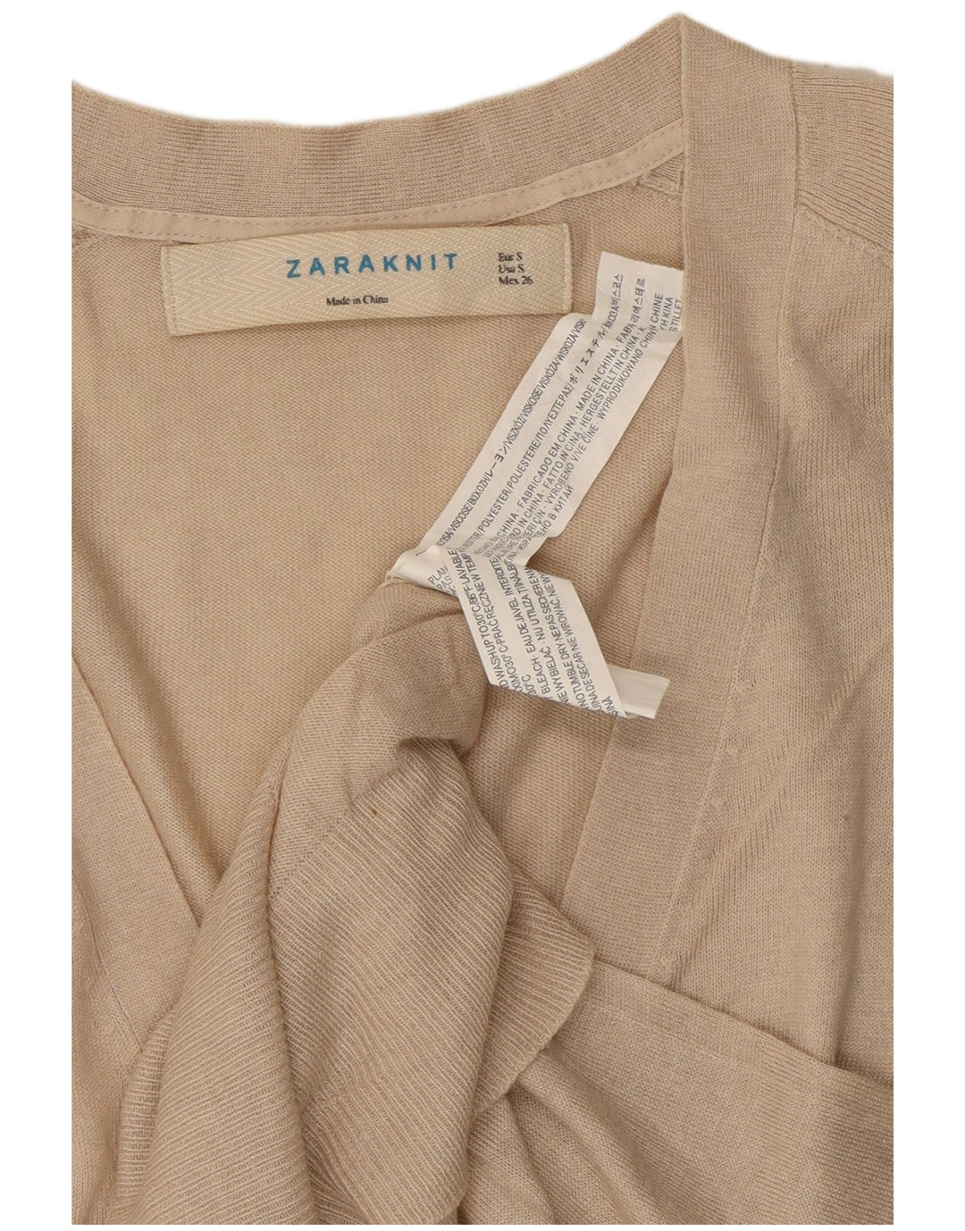 Maglione cardigan da donna ZARA UK 10 piccolo in viscosa bianco sporco