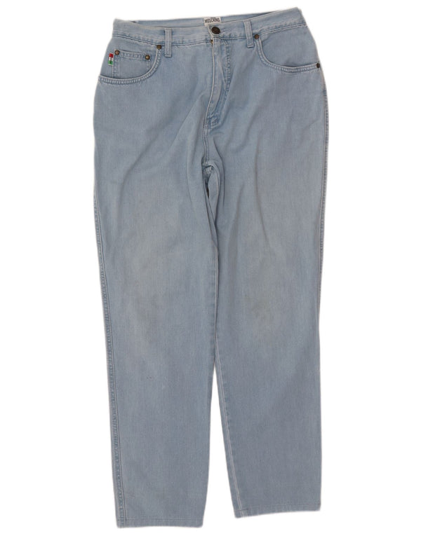 Jeans affusolati a vita alta da donna MOSCHINO W33 L27 cotone blu