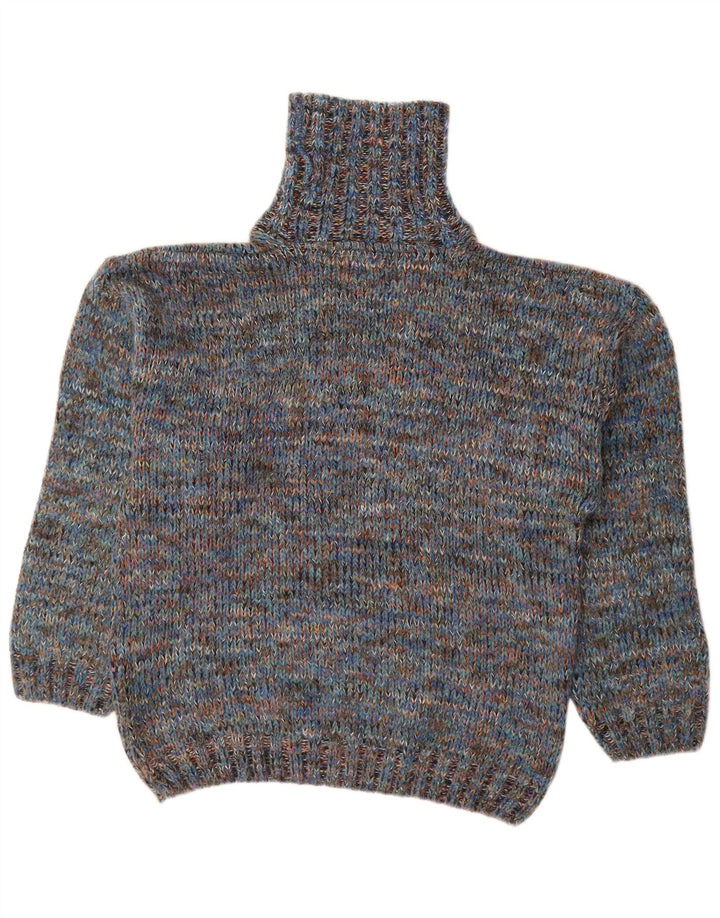 NORTH POLE Maglione da uomo a collo alto in lana screziata blu medio