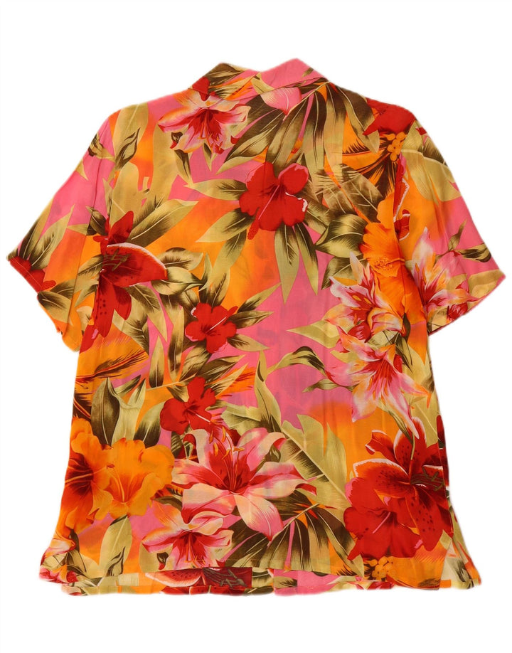 Kingfield Camicia a maniche corte da donna Camicetta EU 42 Grande floreale multicolore