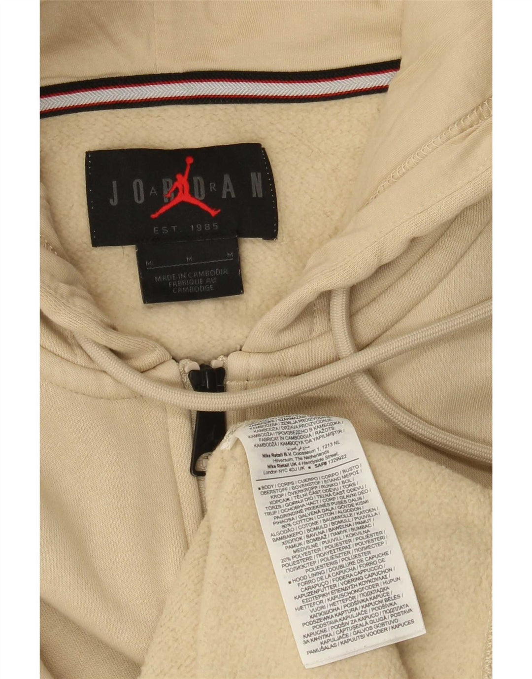 Felpa con cappuccio e zip Jordan da uomo in cotone beige medio