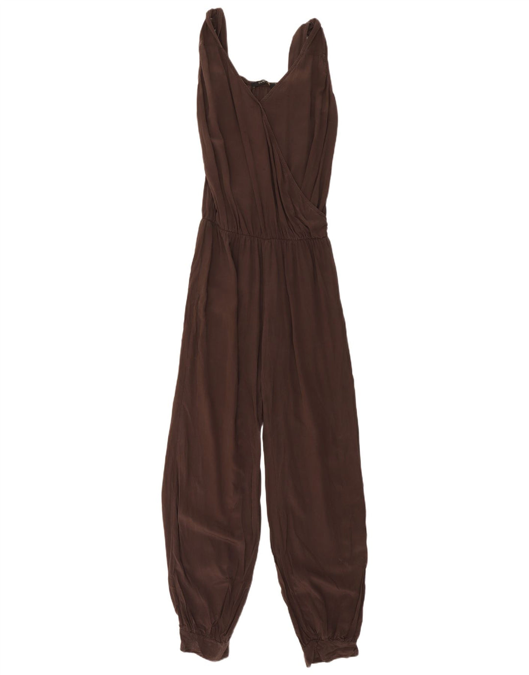 Tuta vintage da donna senza maniche IT 44 Seta marrone medio