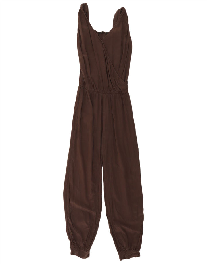 Tuta vintage da donna senza maniche IT 44 Seta marrone medio