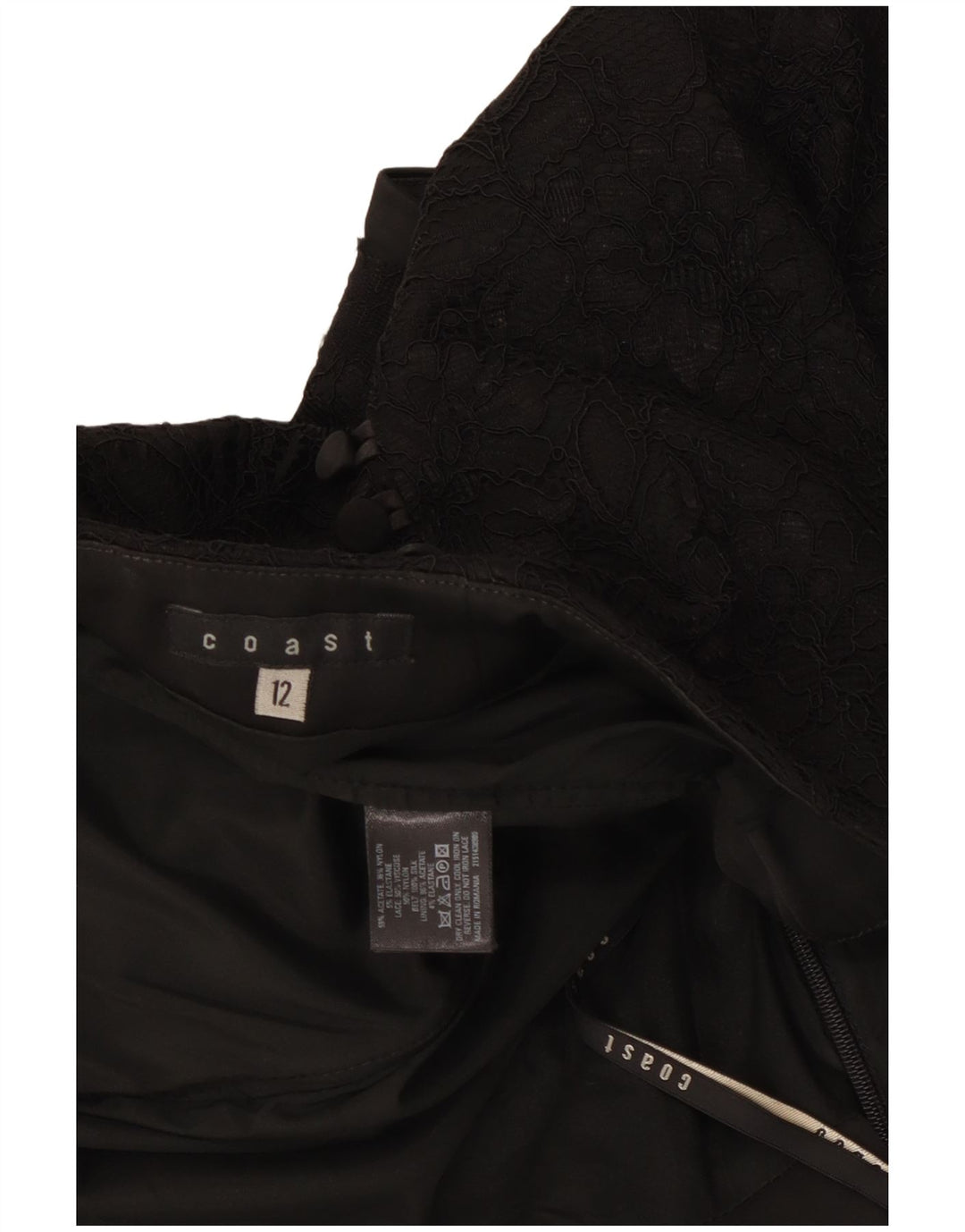 COAST Womens Crop Strapless Top UK 12 Medium  Black Acetate