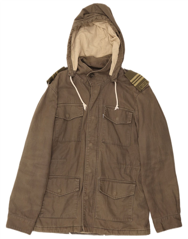 Giacca militare con cappuccio da uomo Levi's UK 38 cotone kaki medio
