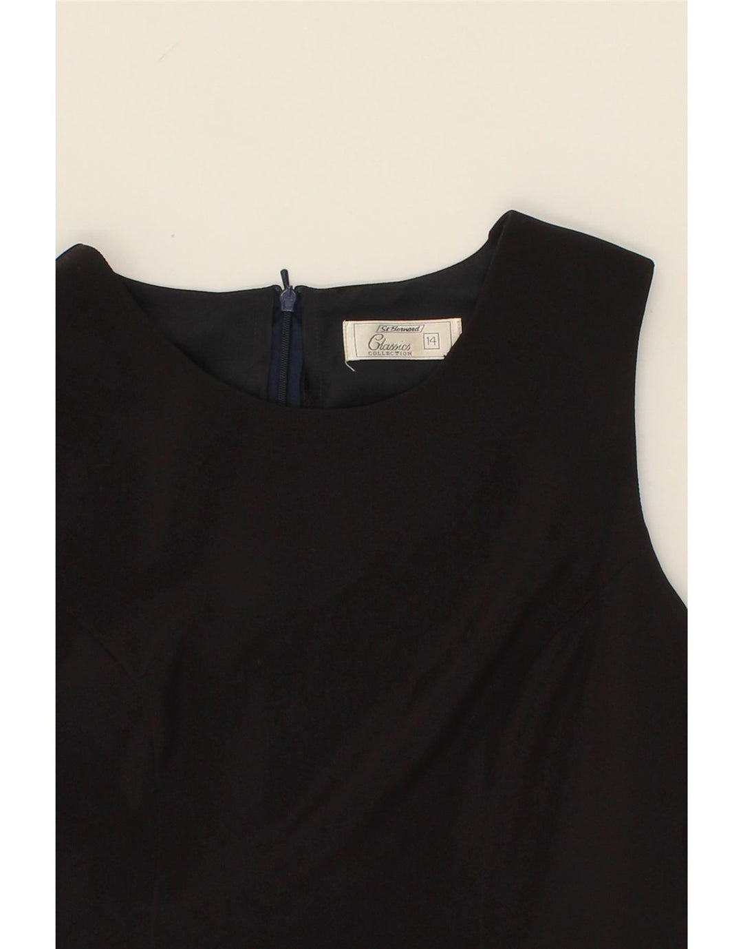 ST. BERNARD Womens Sleeveless Sheath Dress UK 14 Large Black Polyester Vintage St. Bernard and Second-Hand St. Bernard from Messina Hembry 