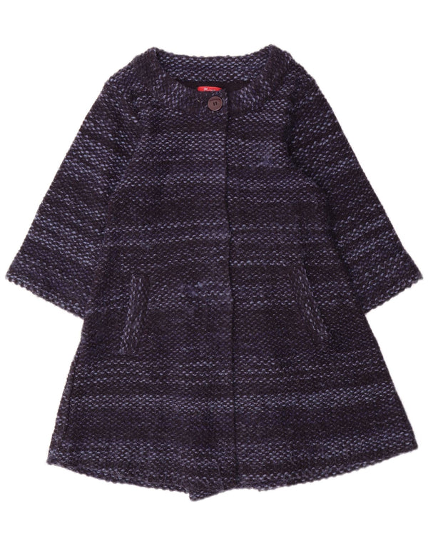 Monsoon Cappotto da donna in maglia con maniche a 3/4 UK 10 Piccolo a righe blu navy