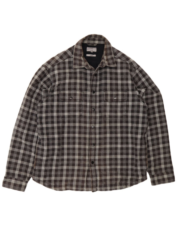 Marks & Spencer Camicia da uomo con vestibilità regolare in flanella XL a quadretti grigi