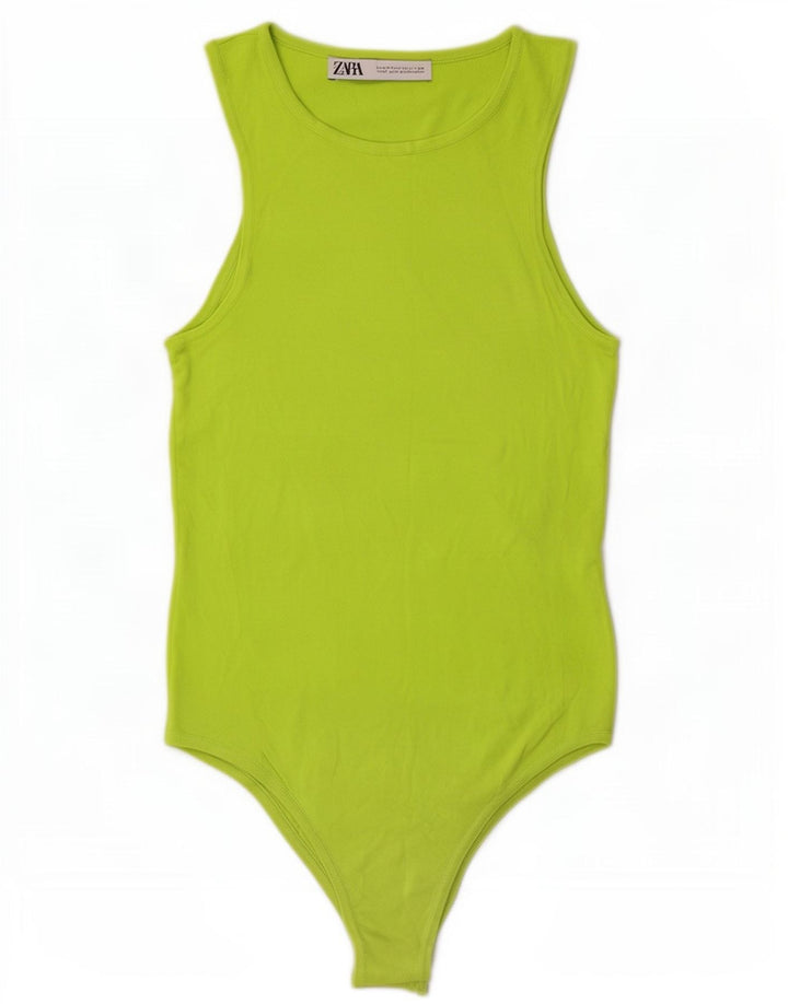 Body senza maniche da donna Zara UK 12 Viscosa verde medio