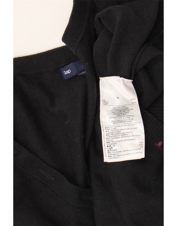 Gap maglione da donna con collo a bottoni UK 14 cotone nero medio