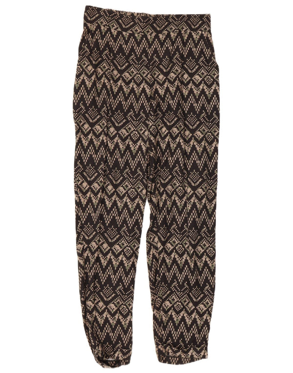 MONSOON Pantaloni casual da donna UK 10 Small W28 L27 Nero geometrico