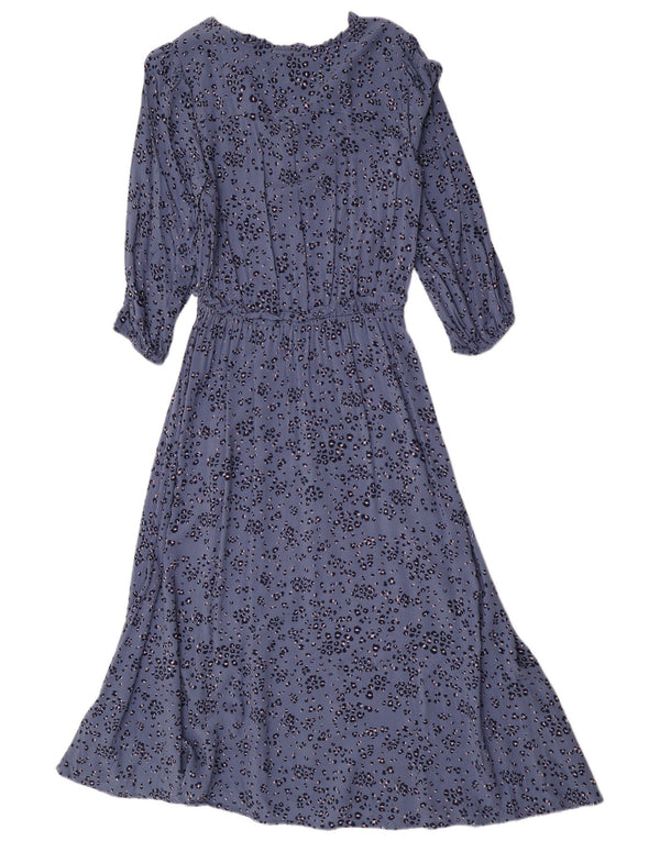 Joules Abito lungo da donna con maniche a 3/4 UK 10 Viscosa con stampa animalier blu piccola