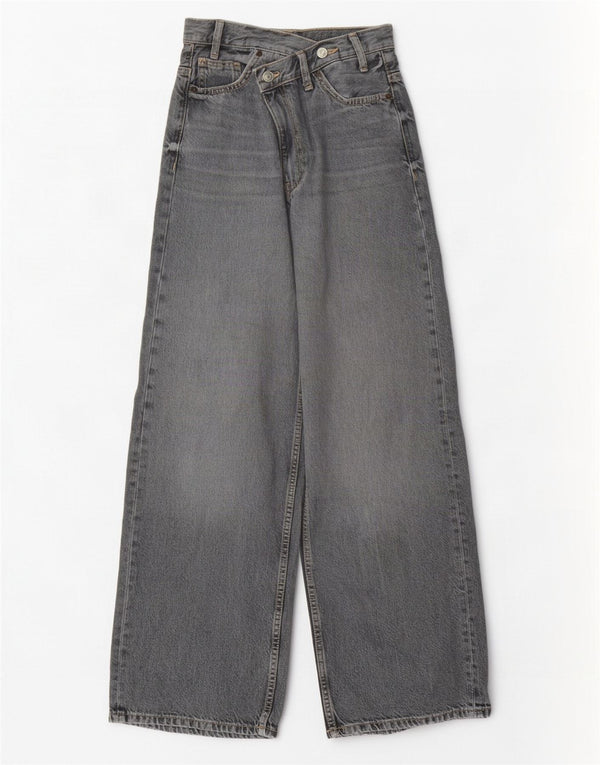 Jeans Zara da donna a gamba larga a vita alta EU 34 2XS W24 L31 Cotone grigio