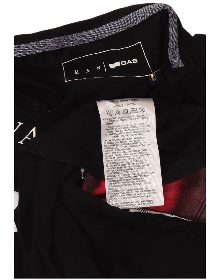 T-shirt grafica da uomo GAS Top in cotone nero medio