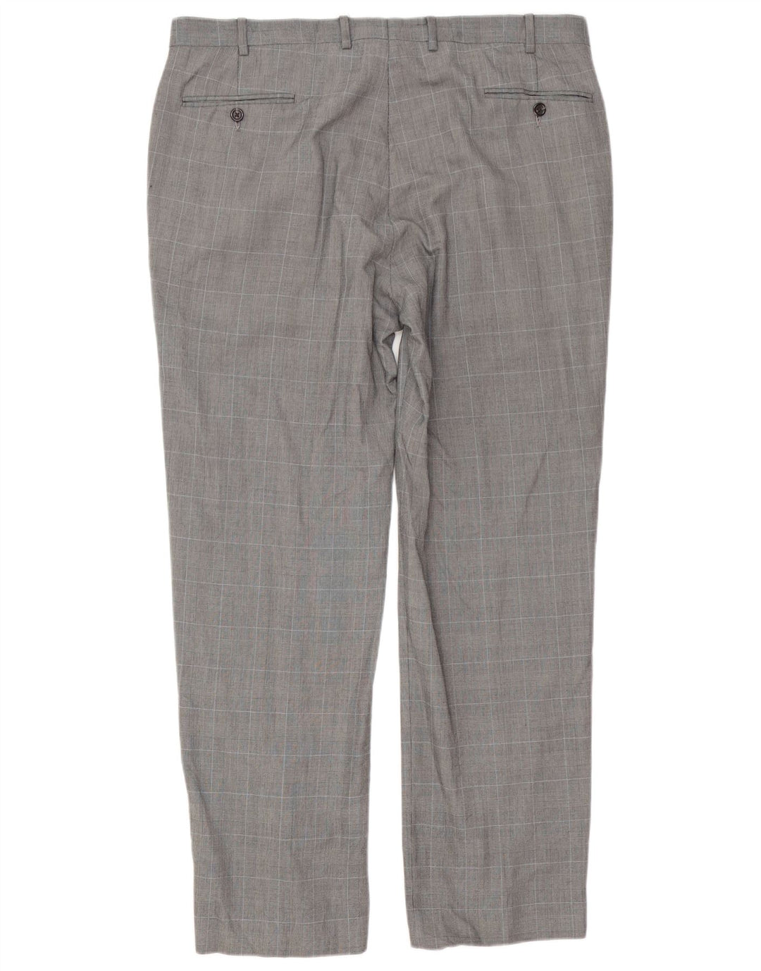 Pantaloni da abito dritti da uomo CHAPS W38 L32 in cotone a quadri grigi