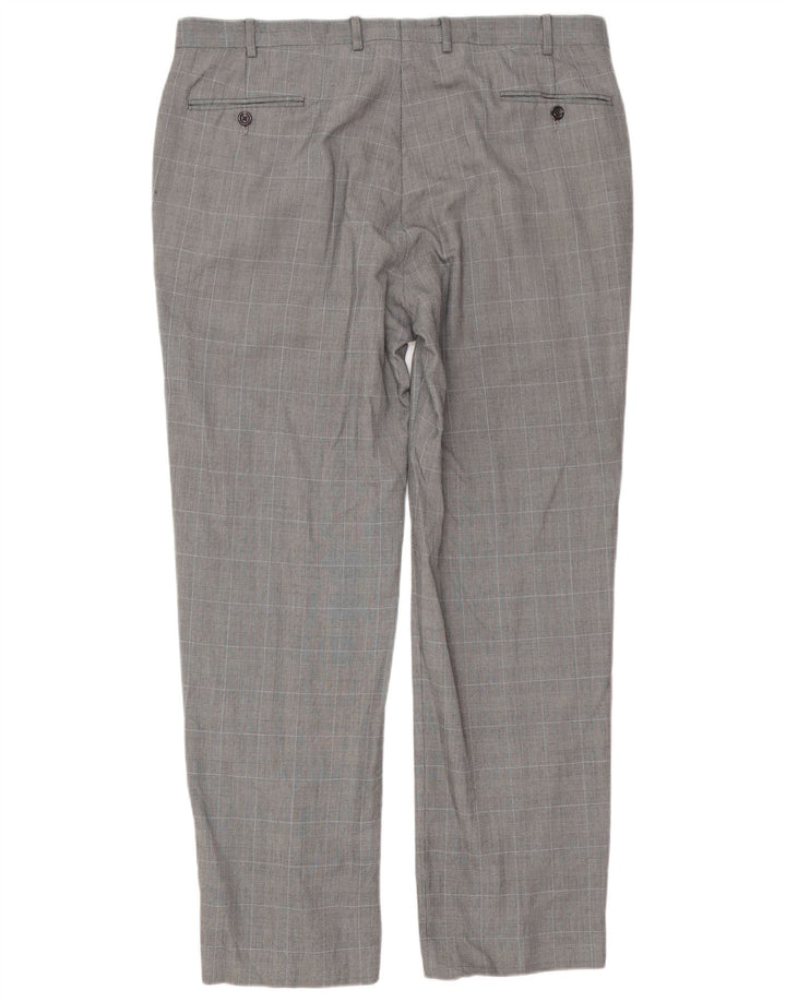 Pantaloni da abito dritti da uomo CHAPS W38 L32 in cotone a quadri grigi