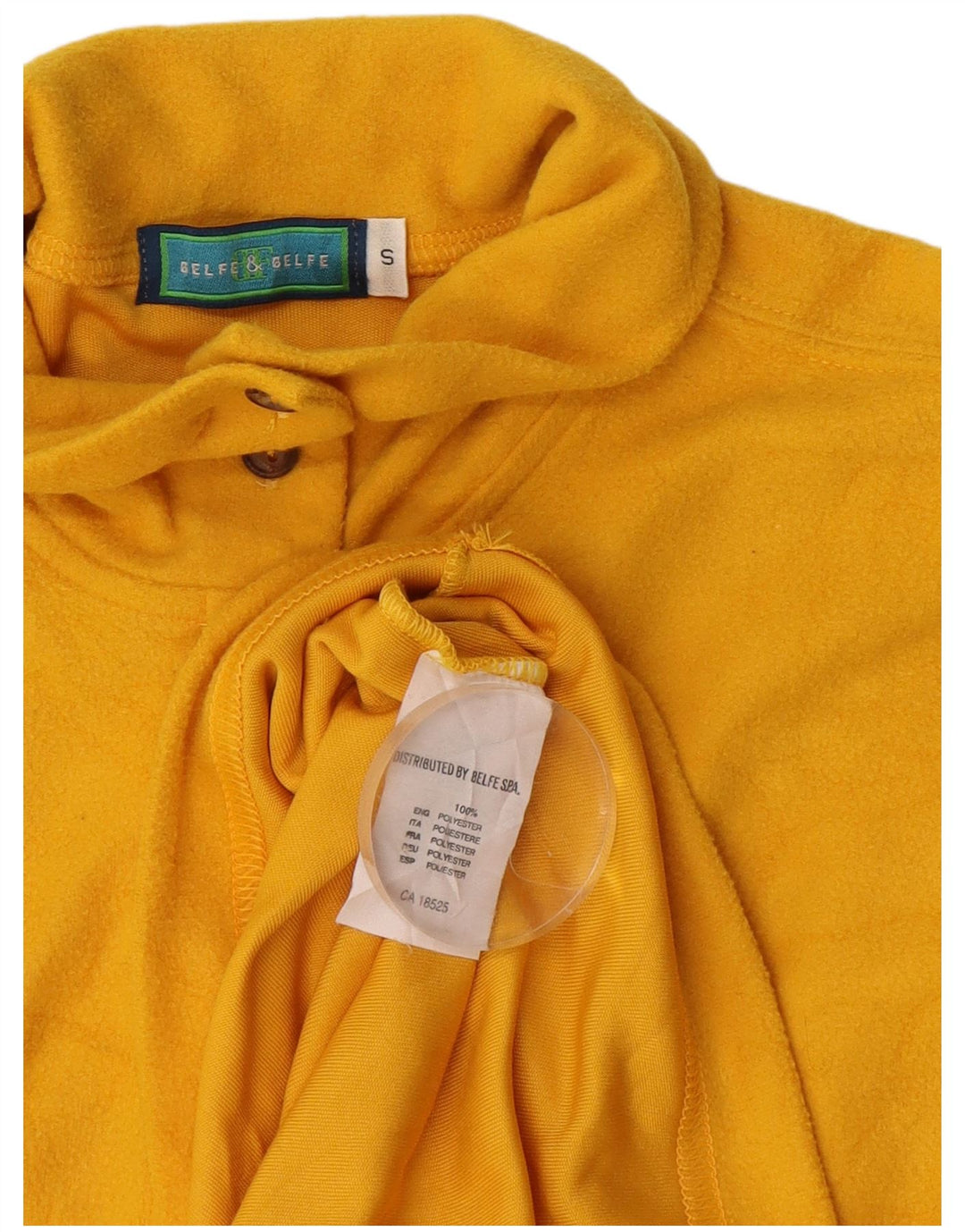 Belfe & Belfe Maglione in pile da donna oversize con collo a bottoni UK 10 piccolo giallo