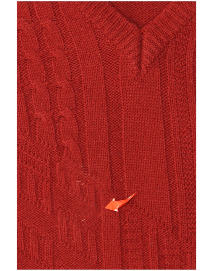Maglione da uomo con scollo a V Jacques Lorant UK 38/40 Poliacrilico rosso medio