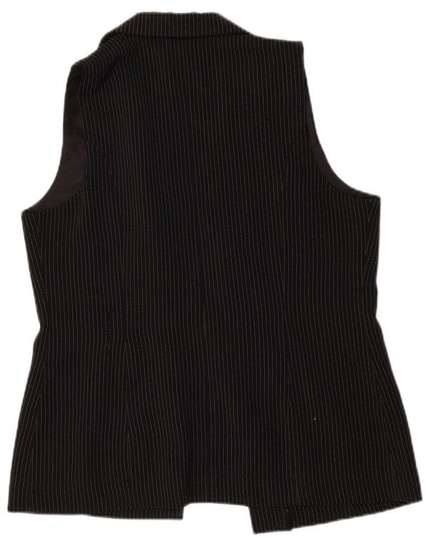 Gilet doppiopetto vintage da donna UK 14 grande gessato nero