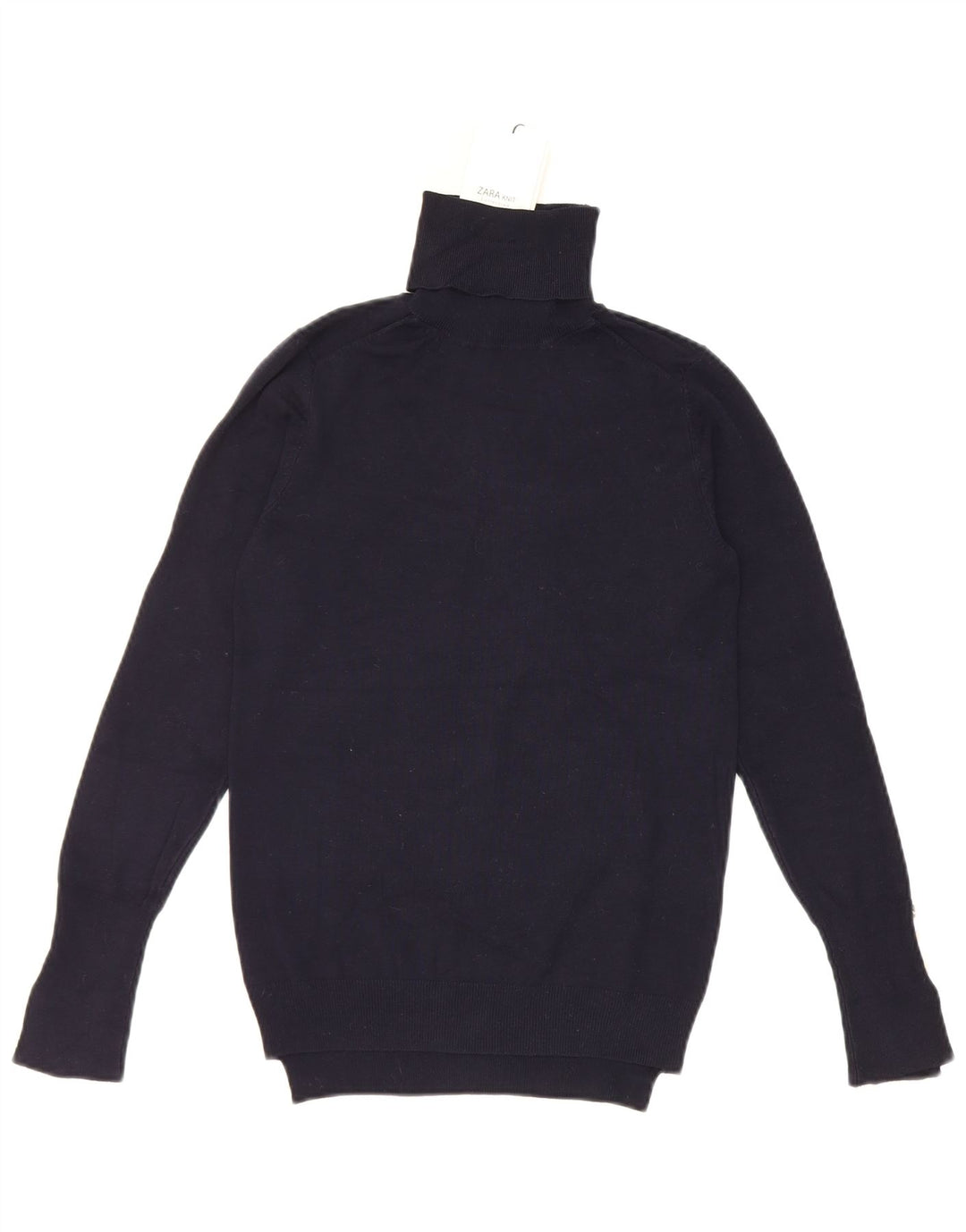 Maglione maglione a collo alto da donna Zara UK 12 viscosa blu navy medio