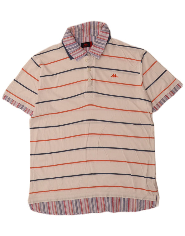 Polo Kappa Uomo XL Cotone Rigato Bianco